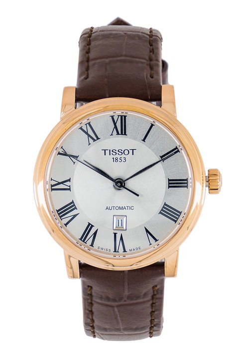 Tissot, Автоматичен швейцарски часовник с кожена каишка, Кафяв