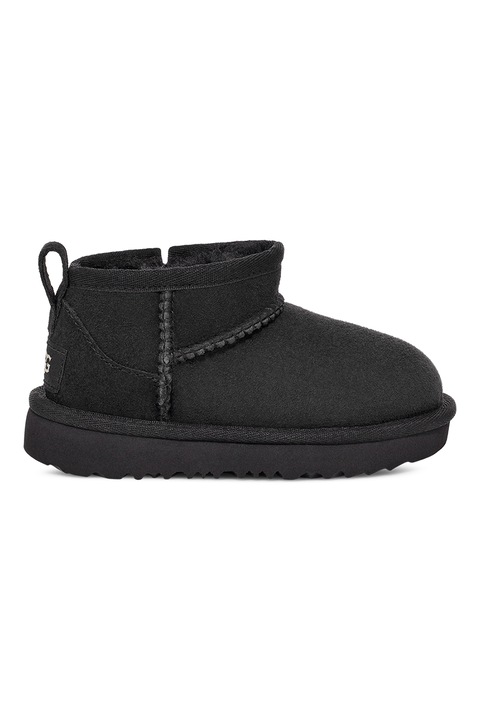 UGG, Непромокаеми велурени боти Classic Ultra Mini, Черен