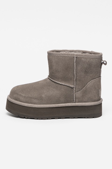 UGG, Велурени боти Classic Mini, Пепеляво сиво