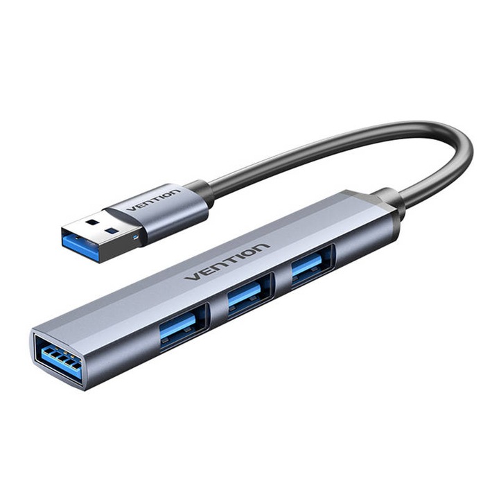 Многопортов мини хъб, Vention, USB 3.0,3 x USB 2.0,0.15m, черен