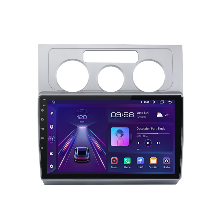 Android navigáció 12/32GB belső memória 2GRM VW TURAN dedikált 2004-2010 RDS+DSP hang Processzor 4Core 12EQ integrált wi-fi Fast-Boot - másodpercek alatti indítás 4/50w 10Inch