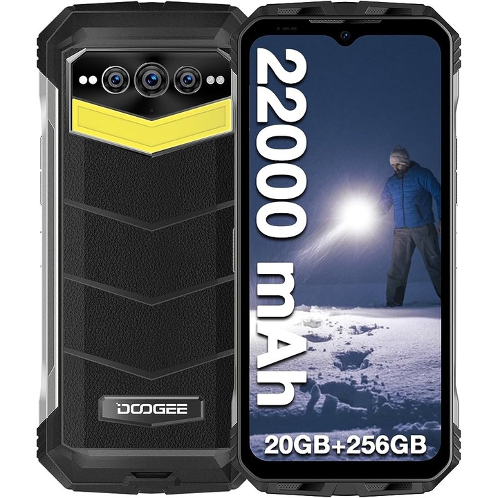 Смартфон Doogee S100 Pro, Фенер, IP69, Mil-std-810g, 108MP тройна камера, 22 000 mAh, 6.43" FHD+, 12GB RAM, 256GB, Android 12, черен