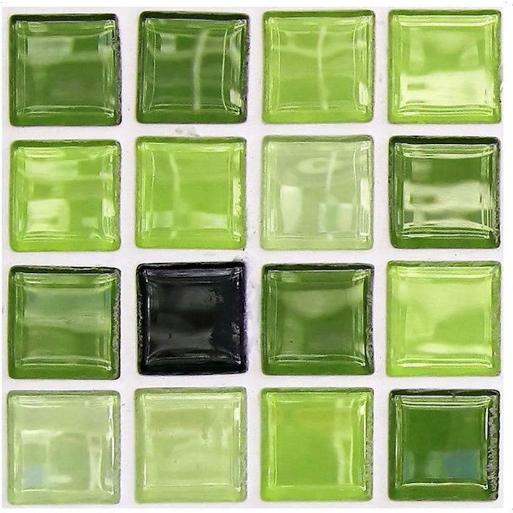 Set 15 buc mozaic adeziv perete, Sunmostar, PVC, 10 x 10 cm, Verde