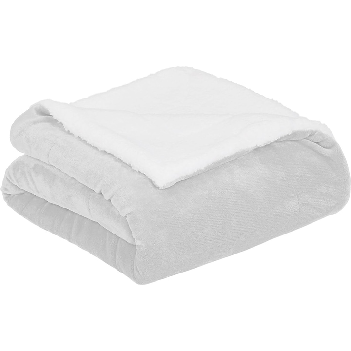 Одеяло, 127 x 152 см, Amazon Basics, Изключително меко, Сив, Еко кожа