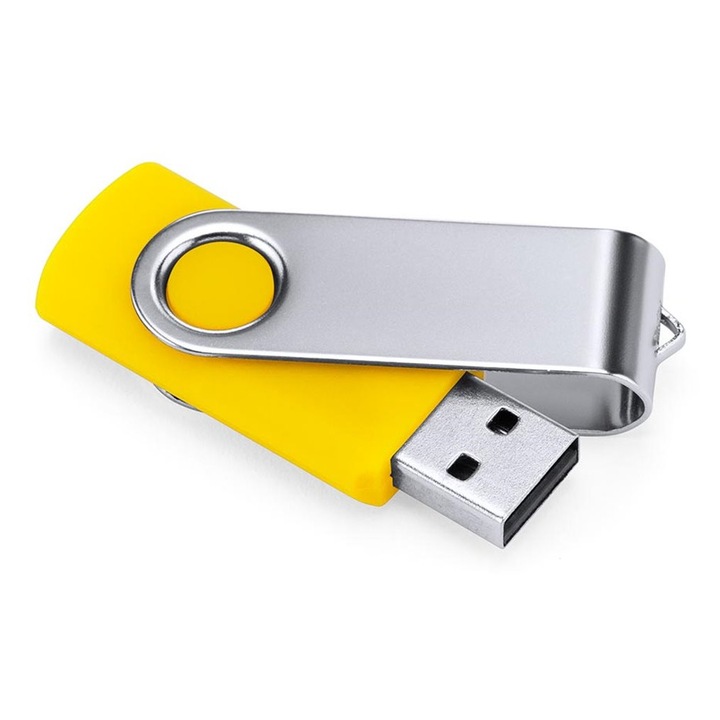 Stick USB 32GB cu carcasa metalica - memorie portabila si rezistenta - Galben