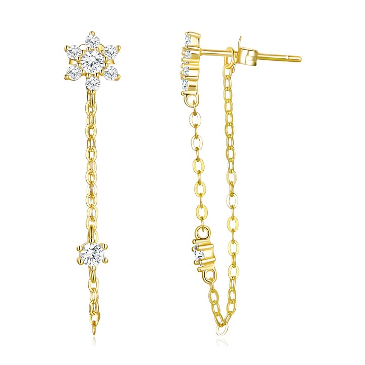 Cercei din argint golden crystal flower