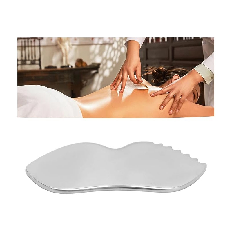 Instrument de masaj Gua Sha, Otel inoxidabil, Argintiu - eMAG.ro