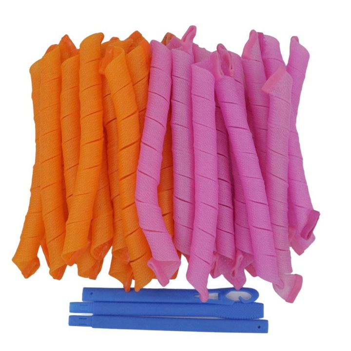 Set 30 bigudiuri pentru par lung, Nylon, Multicolor