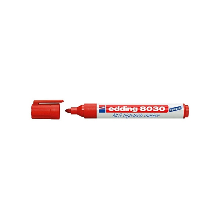 Marker permanent Edding 8030, varf rotund, 1.5-3 mm, rosu