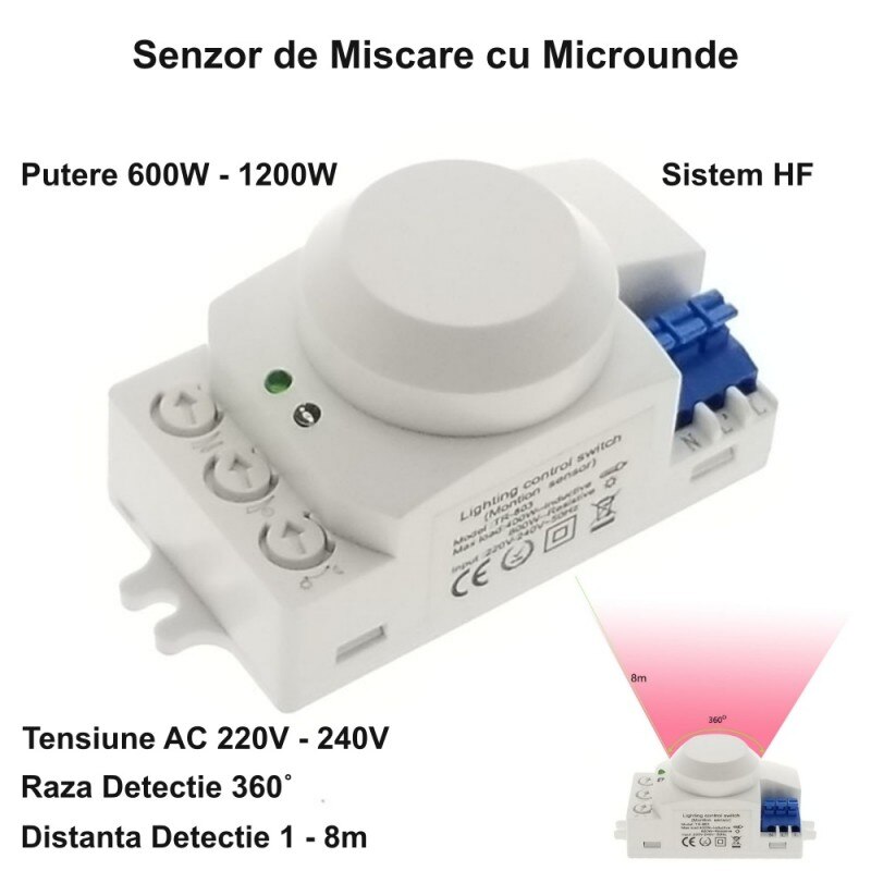 Senzor de Miscare cu Microunde 360˚ - 1200W - eMAG.ro