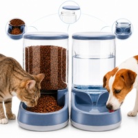 Dispenser de apa si mancare Fish & Paws ® pentru caini si pisici, 2 in 1 responsabil pentru distribuirea hranei si apei animalului tau de companie, cu capacitate mare si dozare precisa, nontoxic, usor de curatat, 3.8L, Set, Gri