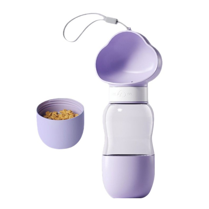 Бутилка за вода за кучета, Notekisskai, Пластмаса, 350 ml/250 g, Лилаво