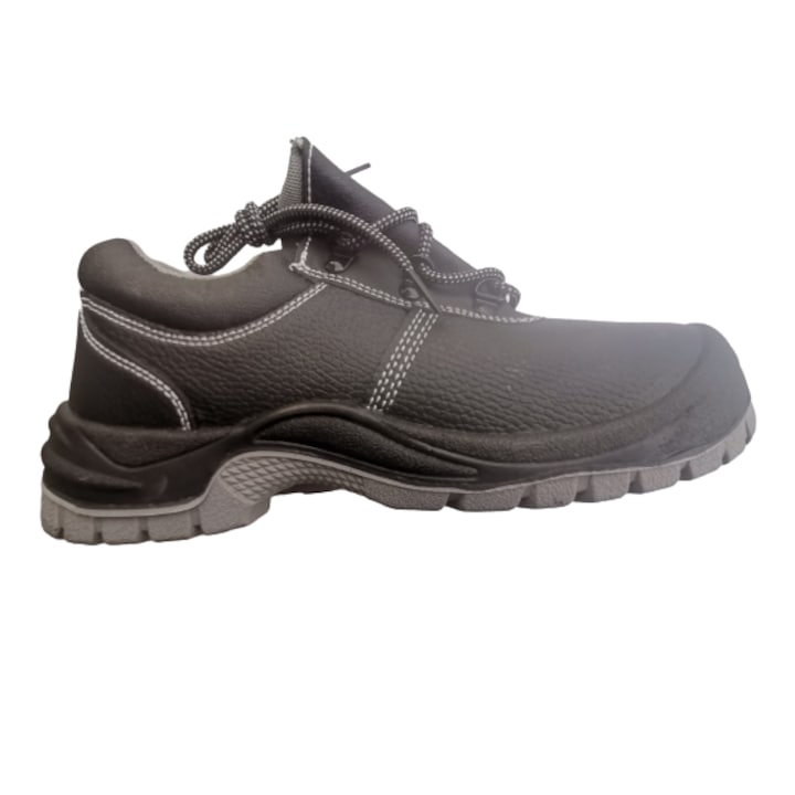 Предпазни обувки с метален купол, метална защита на подметката, черни, естествена кожа, размер 44