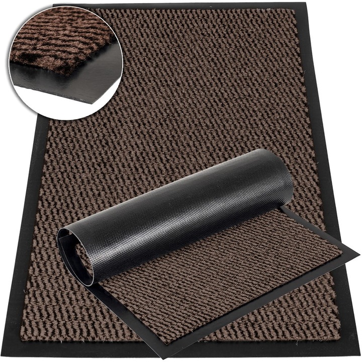 Изтривалка Deco4Home Milan, Абсорбираща мръсотия, Противоплъзгаща се, 40x60 см, Кафява