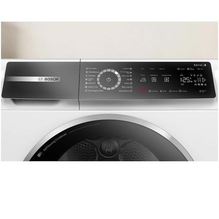 Uscator de rufe Bosch WQB245B0BY, Pompa de caldura, 9 kg, 15 programe, Home Connect, AutoDry Technology, Clasa A+++, Alb