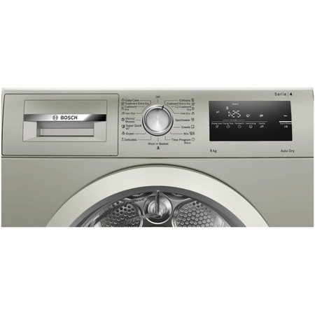Uscator de rufe Bosch WTH08200BY, Pompa de caldura, 8 kg, 15 programe, AutoDry Technology, Clasa A++, Argintiu