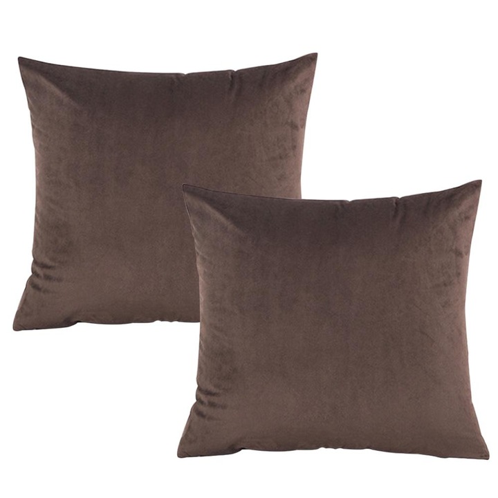 2 db párnahuzat készlet, GelldG, Velvet, 50x50 cm, barna