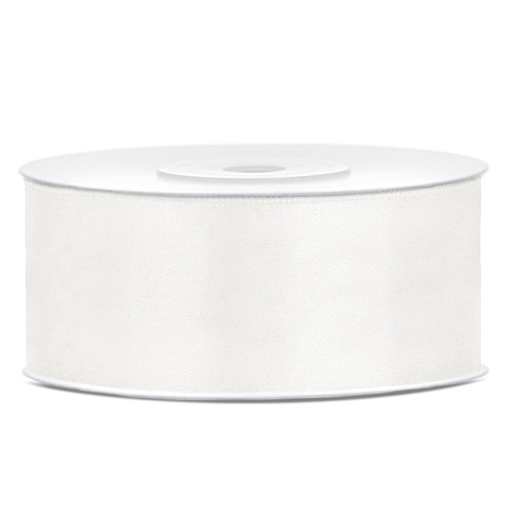 Set 30 role panglici din satin, 25mm, 25m, Crem