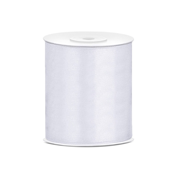20 Role de panglica din satin, 100mmx25m, Alb