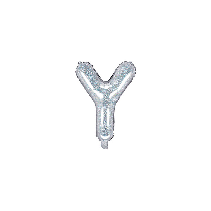 50x "Y" betűs fólia lufi készlet, 35 cm, Ezüst