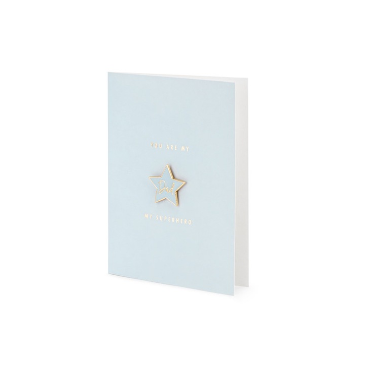 Set 48 Felicitari, Pentru ziua tatalui, 10.5 x 14.8 cm, Albastru / Auriu