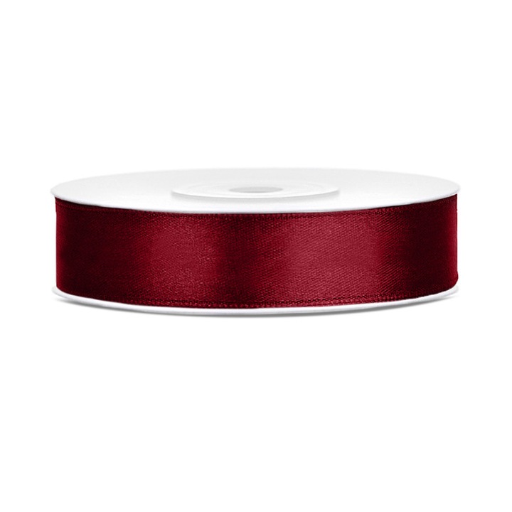 30 panglici din satin, 12mm x 25m, Burgundy