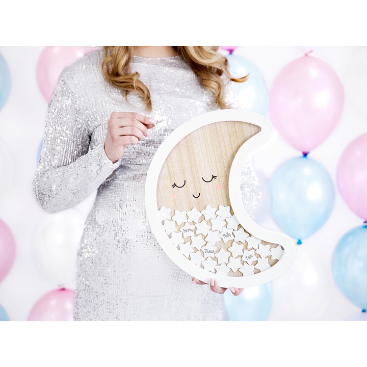 Carte de oaspeti din lemn - Luna, 38,5x30cm (1 cutie / 5 buc.)