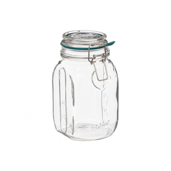 Jrew hermetikus tégely, üveg, beosztásos, 1 literes