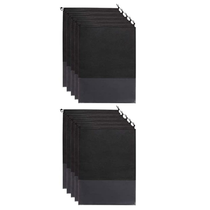 Set 10 x Saculet depozitare incaltaminte, Sunmostar, Fleece/PVC, 44 x 32 cm, Negru