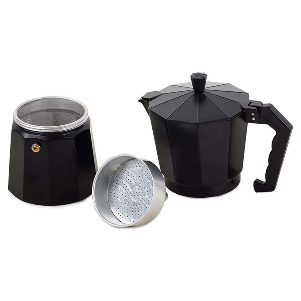 Filtru de cafea, Zola®, din aluminiu, cu maner, 450 ml, pentru 9 cesti, negru