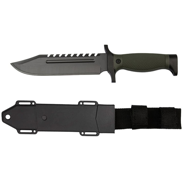 Cutit de vanatoare Depox, Assault Specialist, 30 cm, negru, teaca inclusa