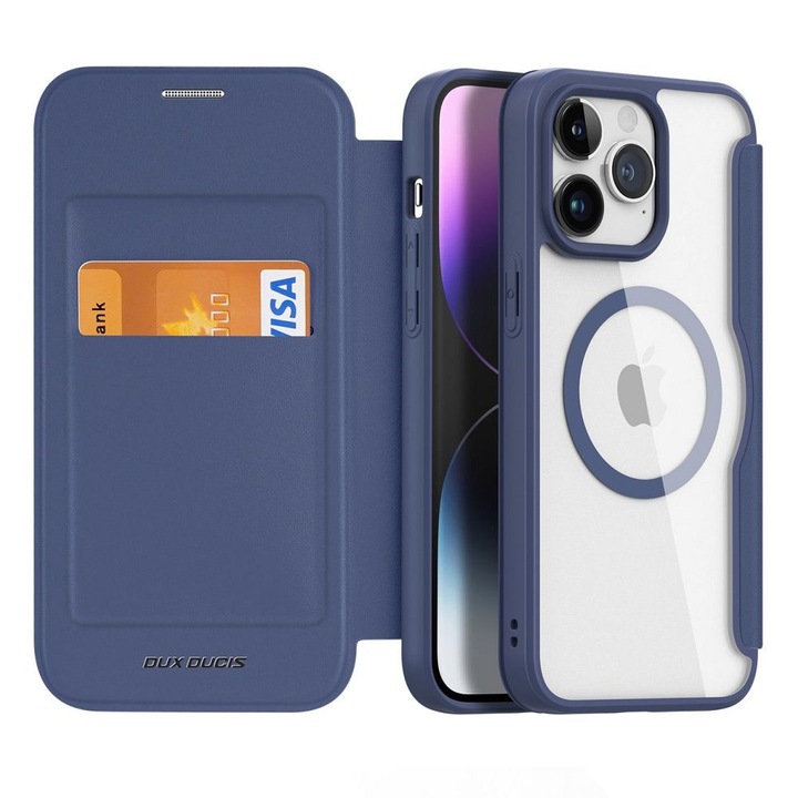 DUX DUCIS Skin X Pro - Folio telefontok compatible with MagSafe Apple iPhone 15 Pro kék