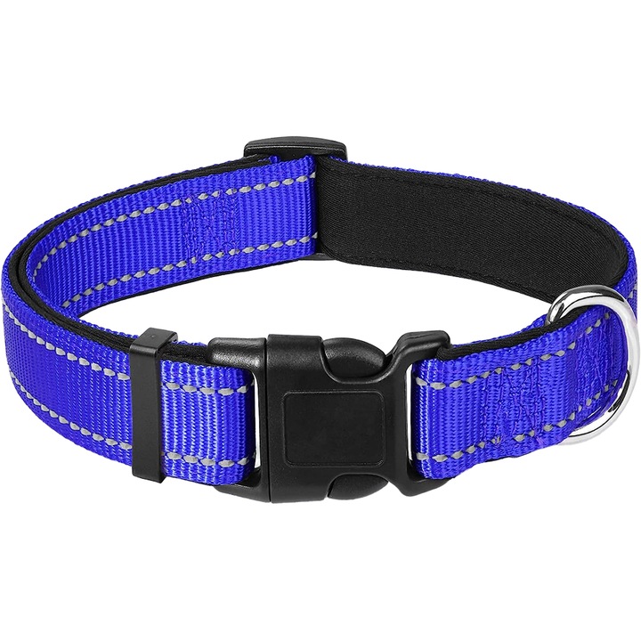 Zgarda Reflectorizanta pentru caini, reglabila si respirabila, siguranta si vizibilitate crescuta in timpul noptii pentru plimbari sau antrenamentele cu animalul tau de companie, Albastra, Marimea S, Fish & Paws ®