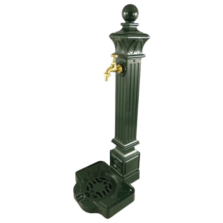 Fantana gradina cu picior, aluminiu turnat, verde, H 83