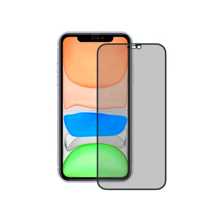 Folie protectie Privacy compatibila iPHONE 12 /12 PRO, Full Cover Black