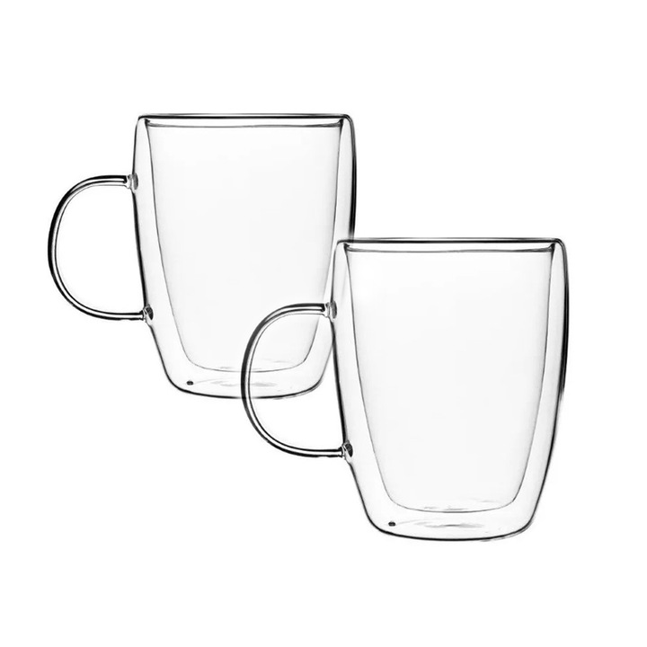 Комплект от 2 чаши с двойна стена, Galicja, 270мл, прозрачни