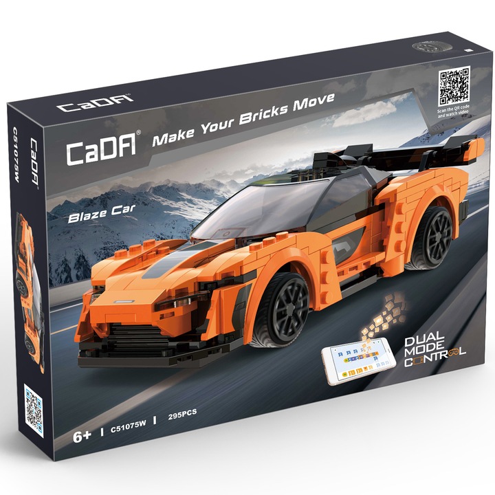 Конструктор CaDa - Количка Blaze Car, с дистанционно и приложение за телефон, 295 части