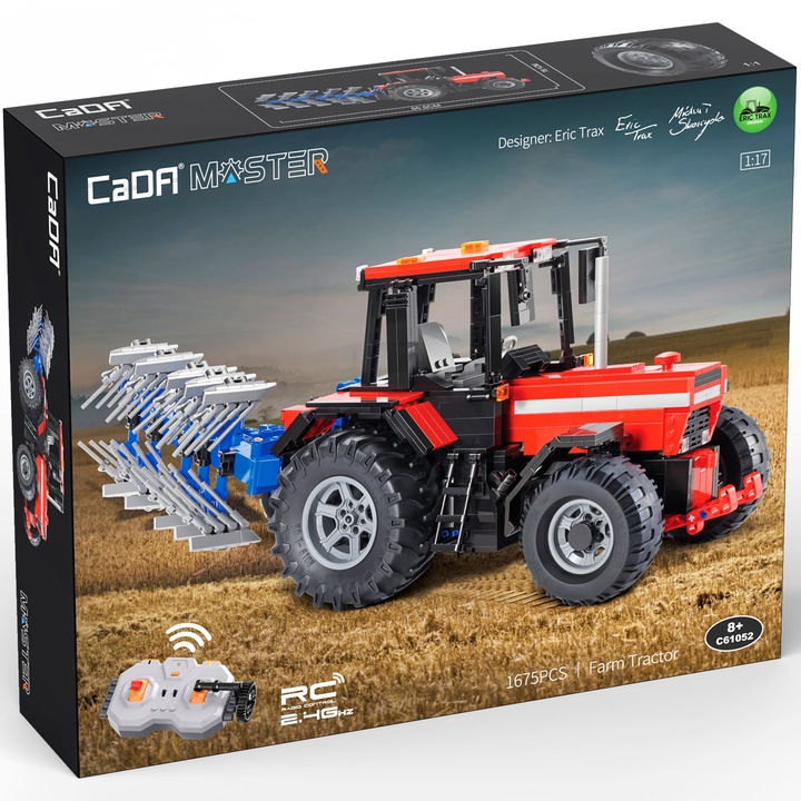 Конструктор CaDa - Трактор RC Master Farm, Мащаб 1:17, С дистанционно, 1675 части