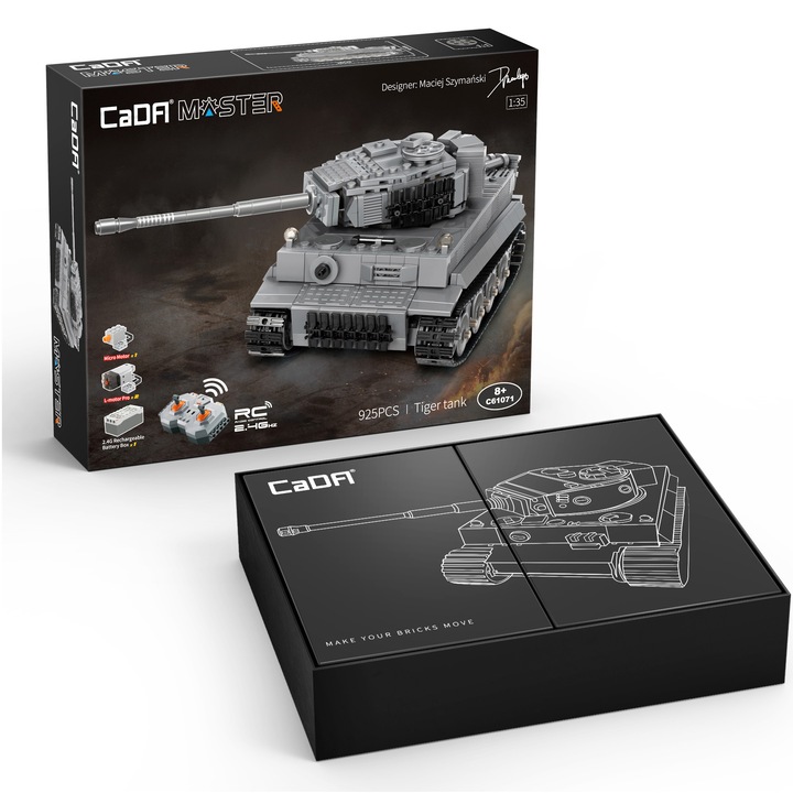 CaDa építőkészlet, Tigris tank, 1:35 méretarány, 925 db