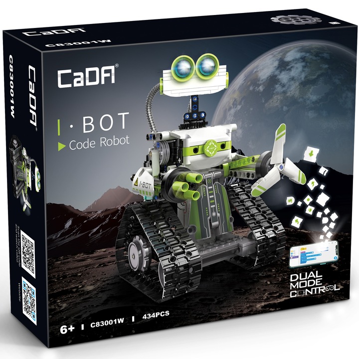 CaDa Robot I BOT építőkészlet távirányítóval és App vezérléssel, 434 db