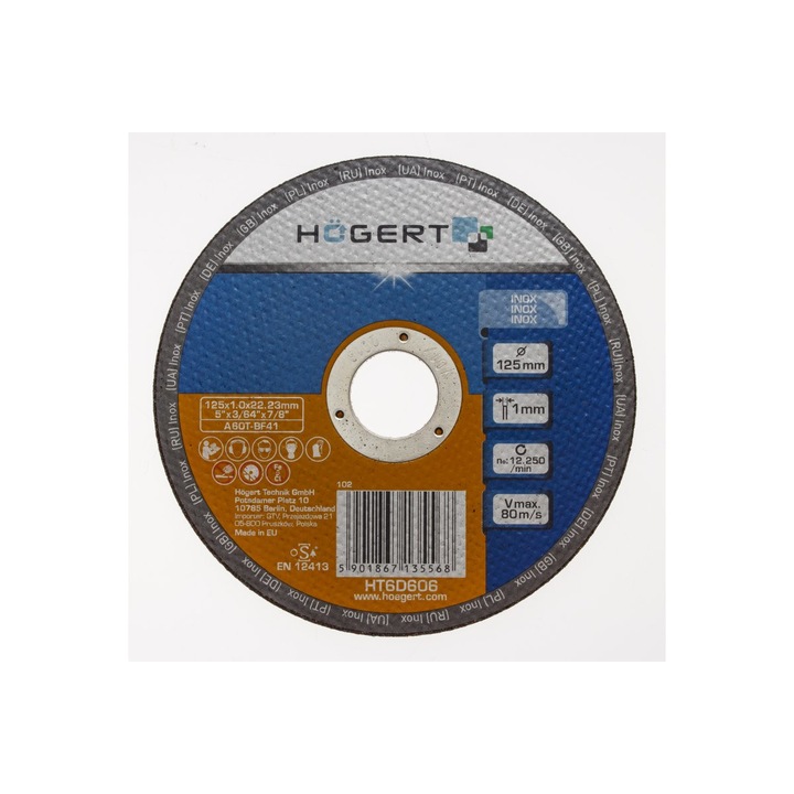 Disc de taiere inox, 125 mm x 1 mm