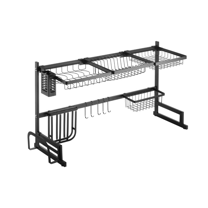Uscator de vase deasupra chiuvetei, 92 x 31.5 x 52 cm, Negru