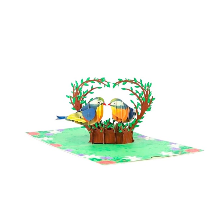 Felicitare 3D Pop pasari indragostite, Moments, Multicolor