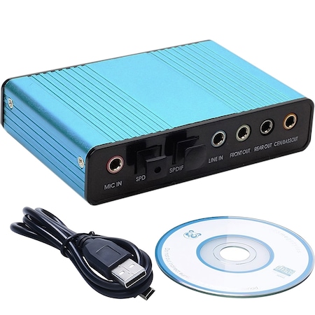 Placa de sunet externa, 5.1/7.1 pe USB, Jack, Albastru