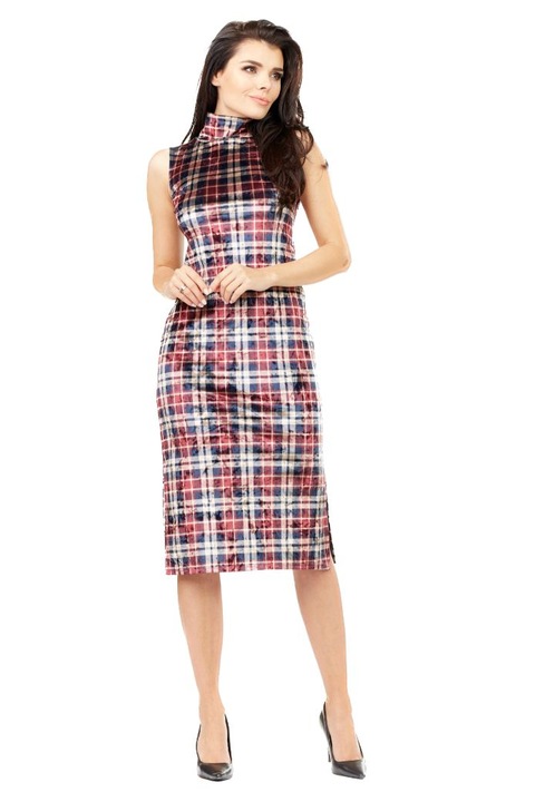 Rochie florala de dama, Awama, Tedron, rosu si alb, M