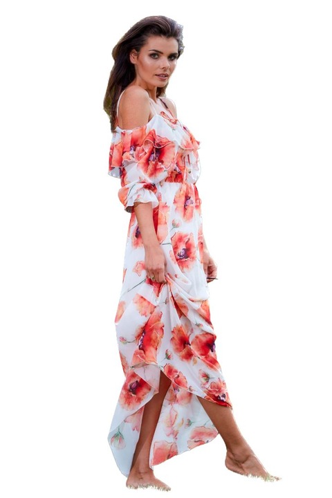 Awama Női virágos ruha Igraidine A311 fehér, Fehér, XL