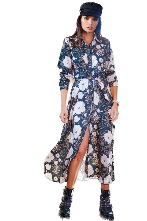 Awama Női virágos ruha Lundry A324 barna