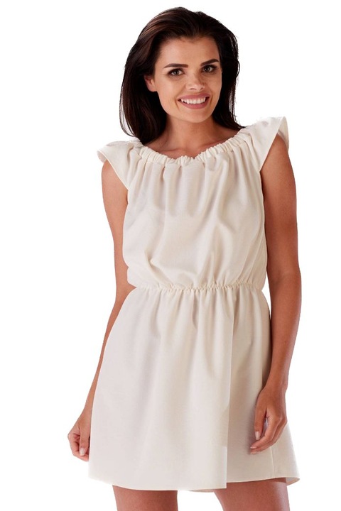 Infinite You Igrailte M136 дамска мини рокля в цвят екрю, Бежов, L