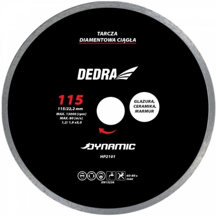 Диамантен режещ диск Dedra 180x25.4 мм за плочки