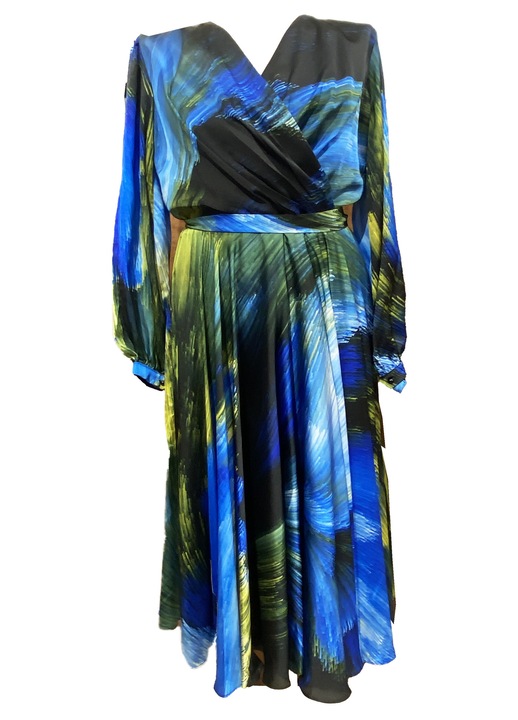 Rochie midi matase albastru